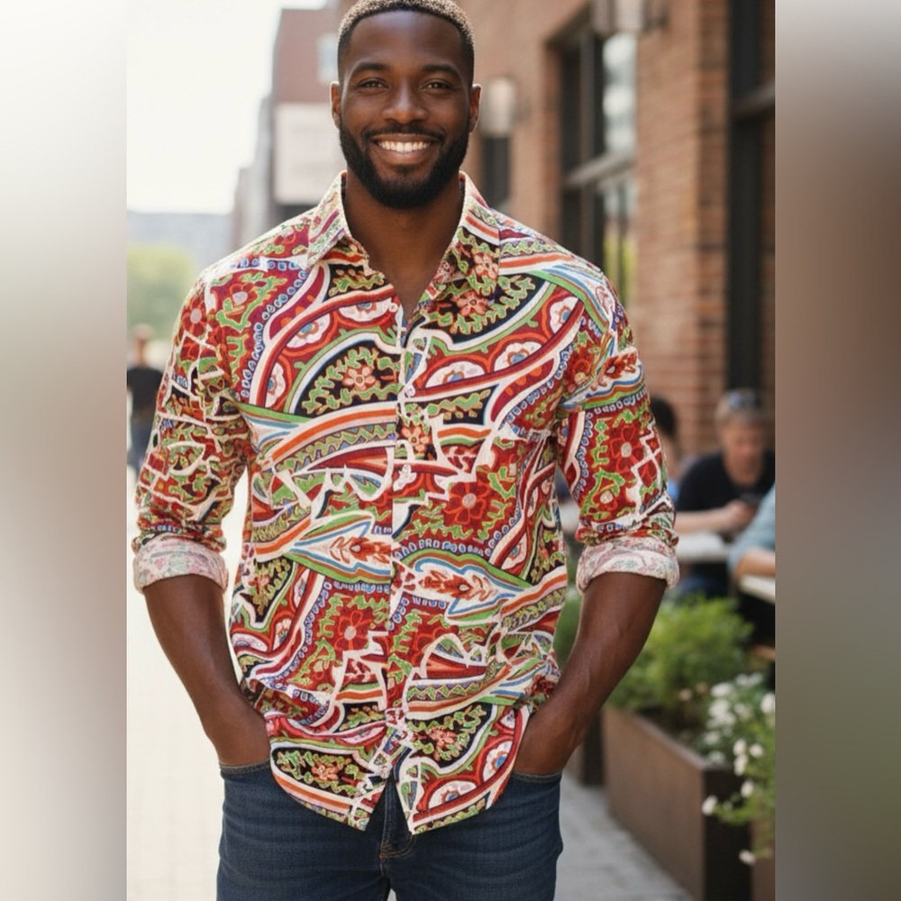 Enyce Clothing Co.  Vintage Colorful Patterned Men's Shirt